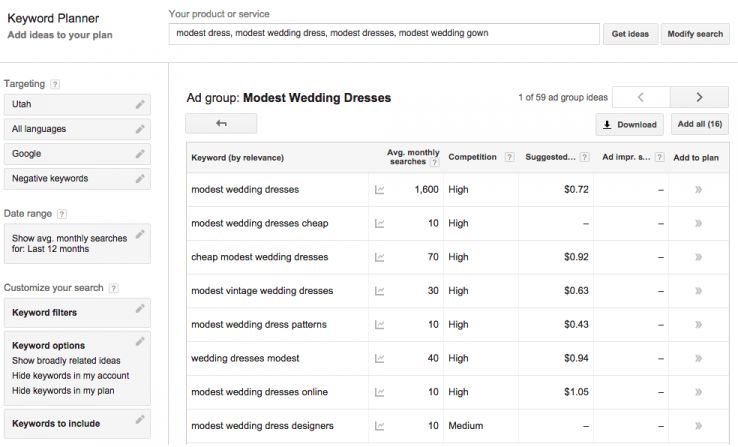 google keyword planner tool
