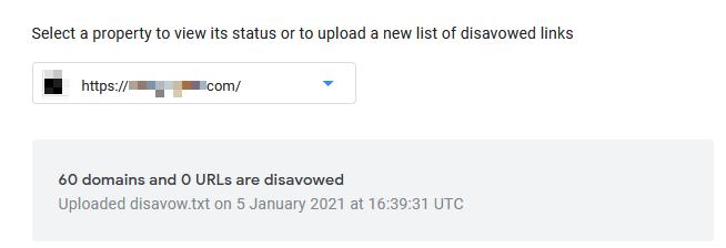 Example disavow file upload