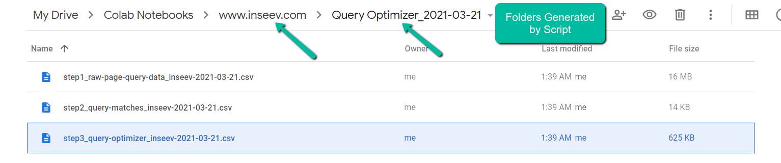 There are 3 CSVs populated by the script, all nested within a folder structure based on the domain_lookup input variable.