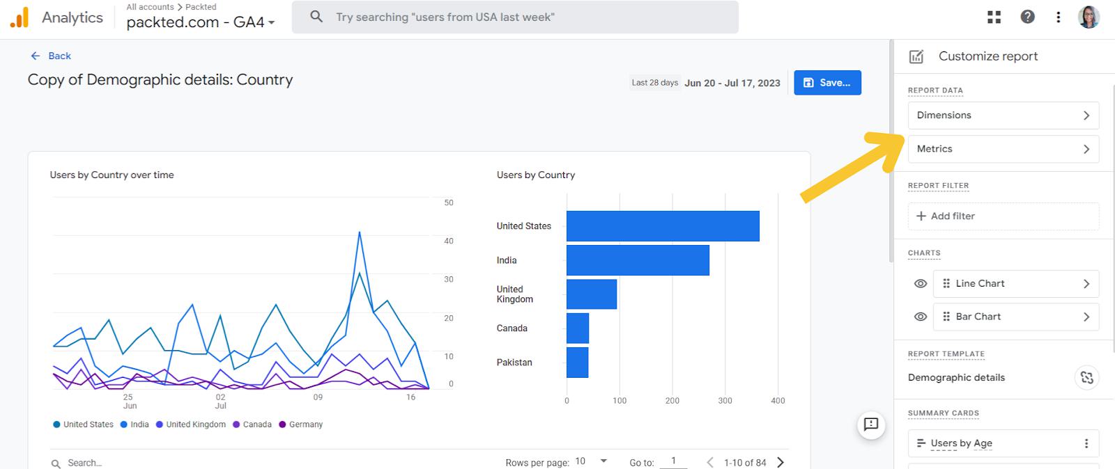 Customize your report with dimensions and metrics