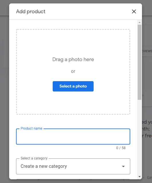 Option to add details for your product in GMB.