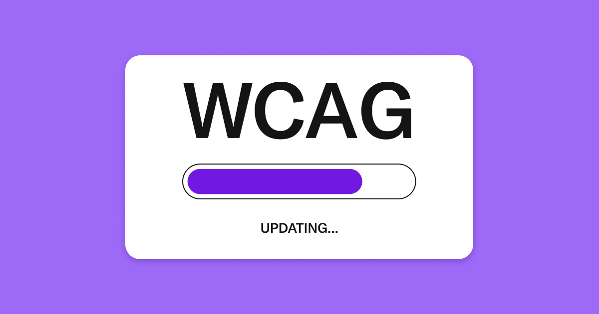 White box on purple background. Inside the box is an updating progress bar labeled WCAG