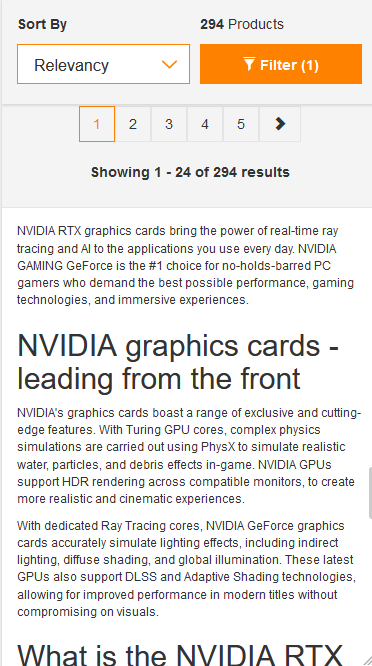 SEO copy on Ebuyer discussing NVIDIA graphics cards.