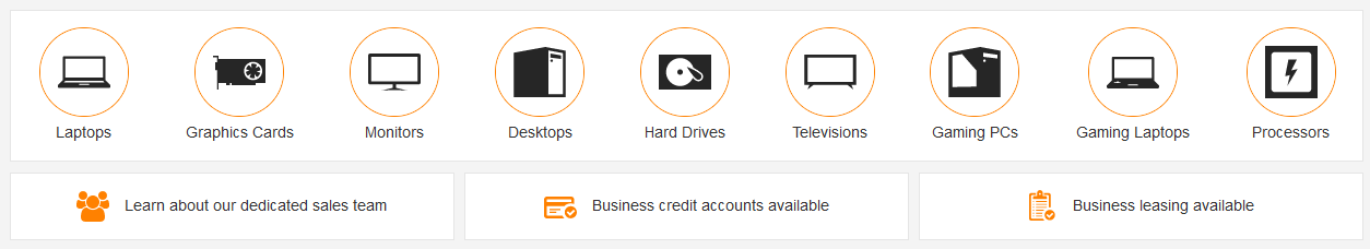 Desktop-only links as seen on Ebuyer.