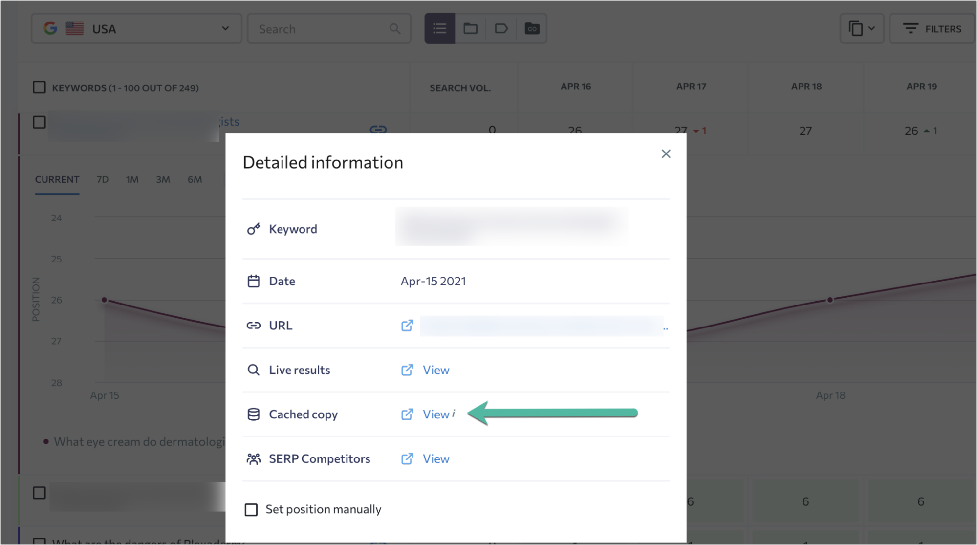 Screenshot of SE Ranking dashboard.