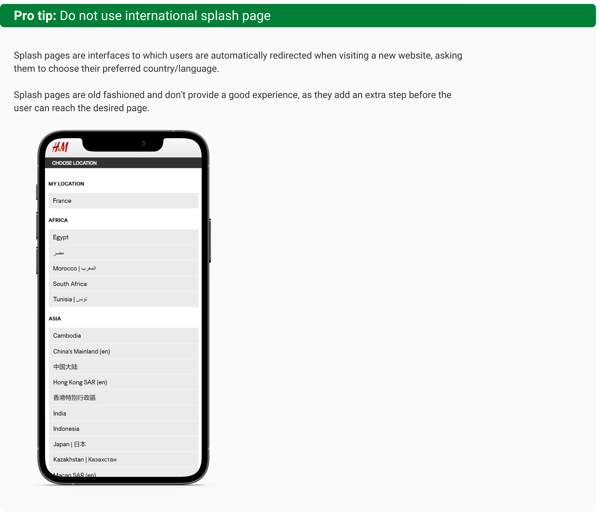 Advice regarding splash pages interfaces.