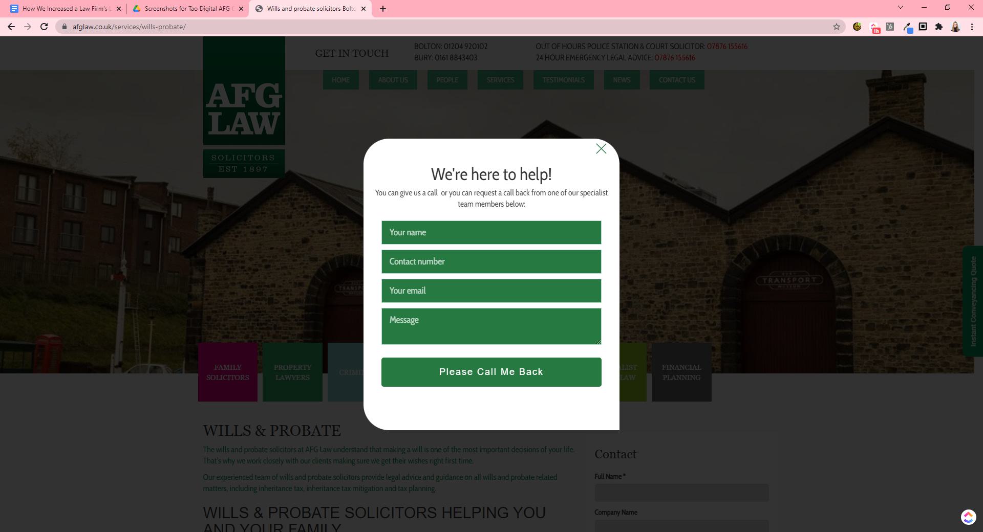 Example of exit popup installed using Thrive Leads