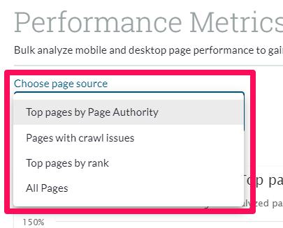 Screenshot of Performance Metrics page source.