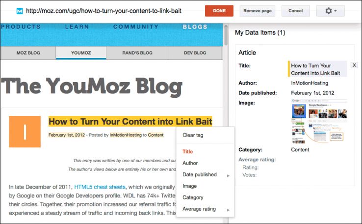 Google Webmaster Structured Data Highlighter
