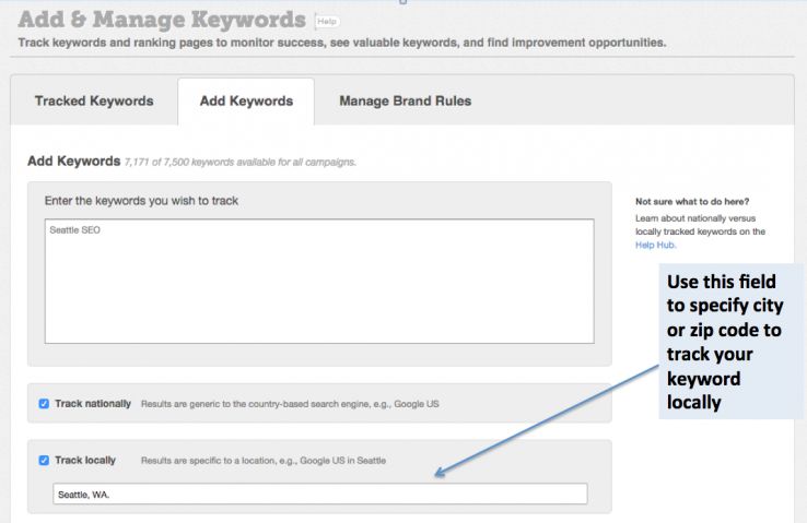 local keywords moz analytics