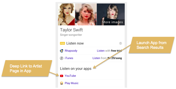 deep links in app search results
