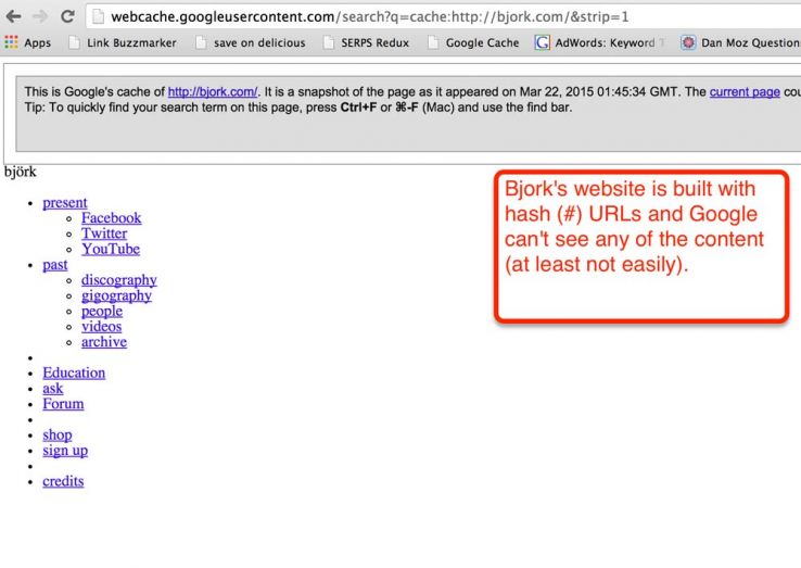 cached webpage for bjork