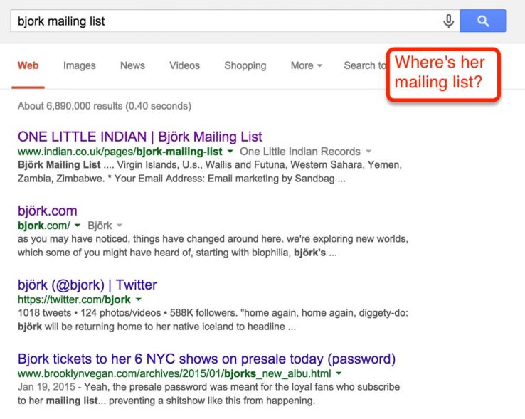 serp for uncrawlable band page