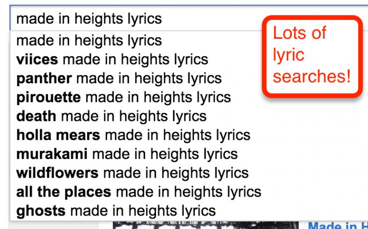 lyric search autosuggest