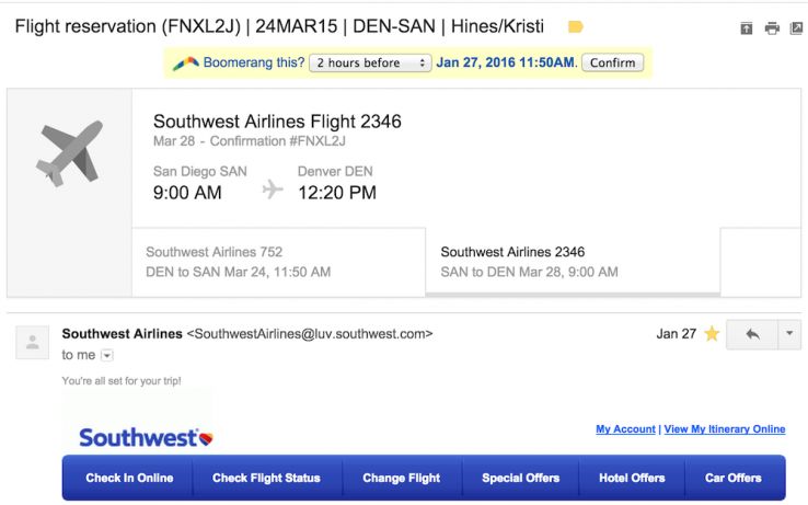 interactive email travel booking