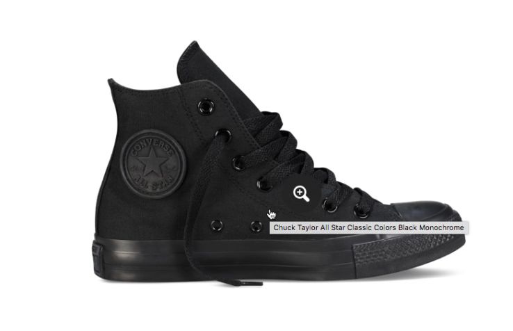 Image of a shoe on the Converse site displaying an alt tag