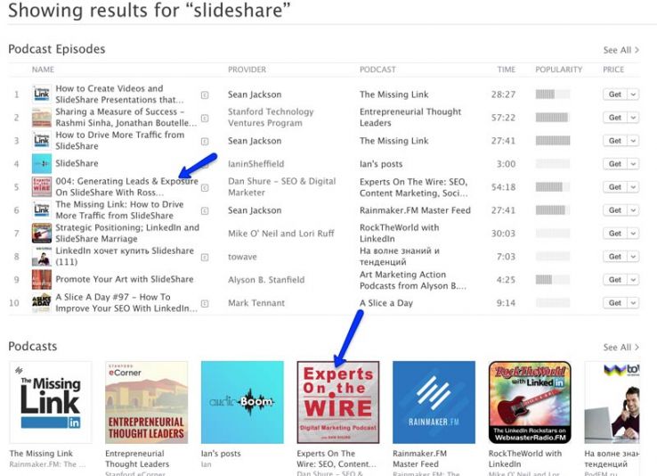iTunes results for slideshare