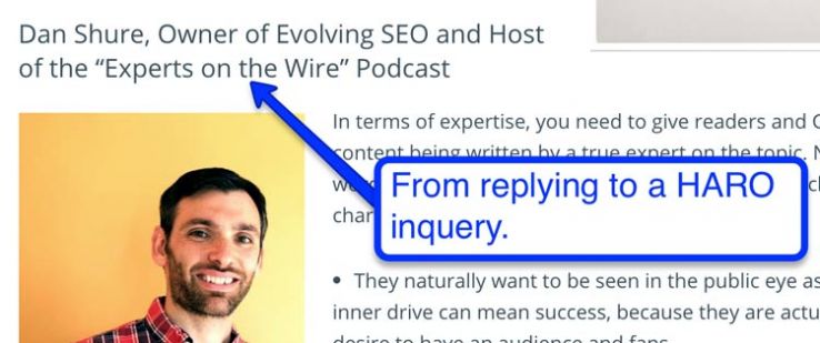 Interview gained from HARO reply